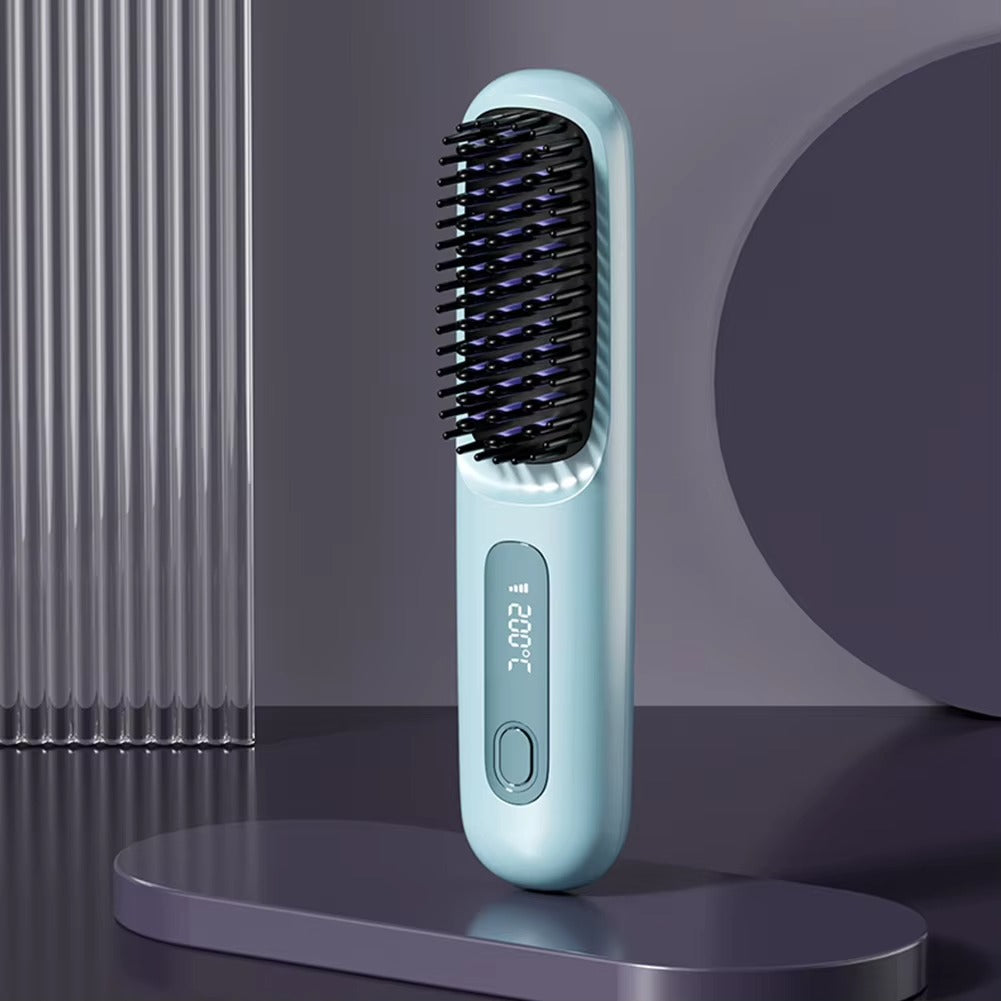 Brosse lissante sans fil en céramique avec écran LCD et ions négatifs