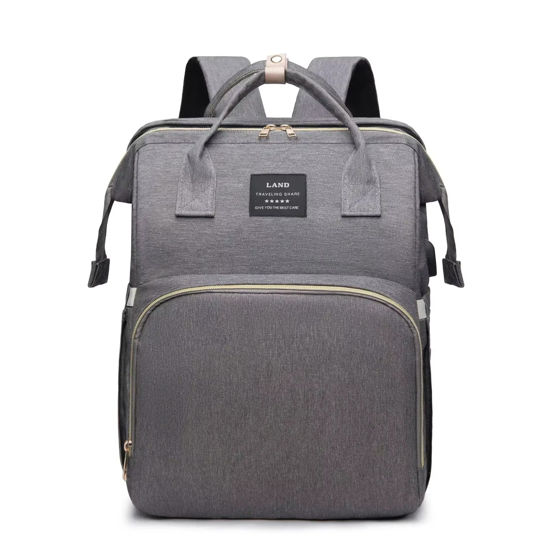 Maternity Diaper Bag with Foldable Baby Crib & Changing Mat