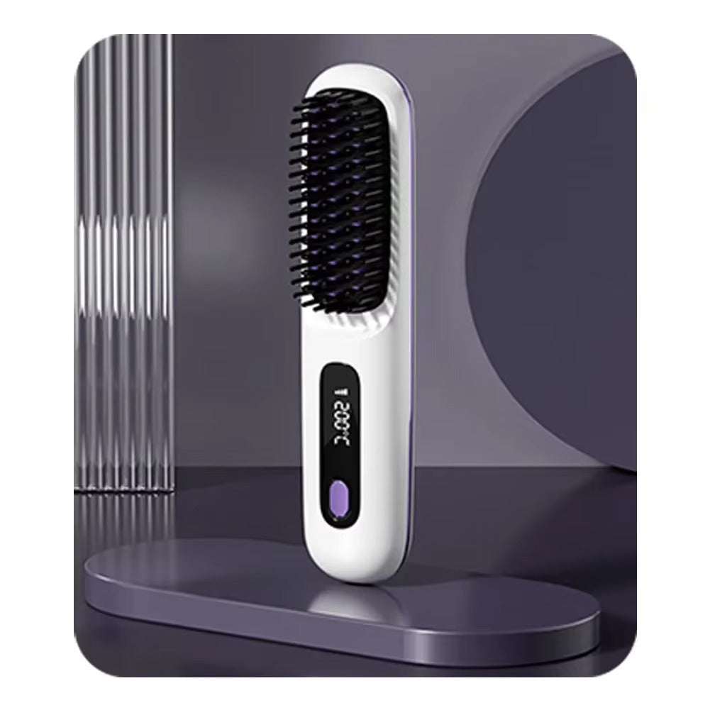 Brosse lissante sans fil en céramique avec écran LCD et ions négatifs