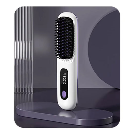 Brosse lissante sans fil en céramique avec écran LCD et ions négatifs