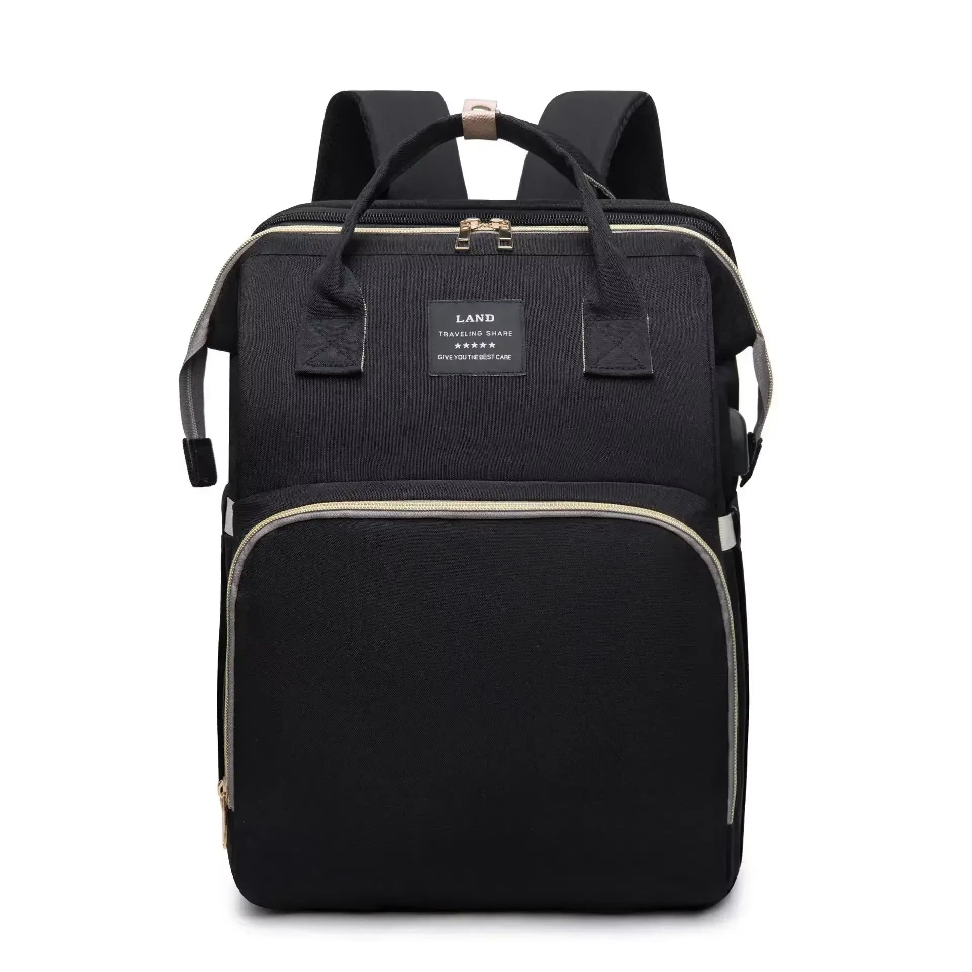 Maternity Diaper Bag with Foldable Baby Crib & Changing Mat