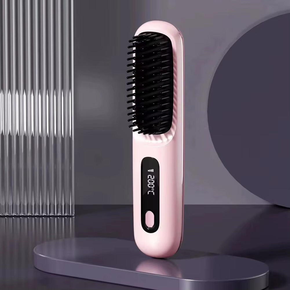 Brosse lissante sans fil en céramique avec écran LCD et ions négatifs