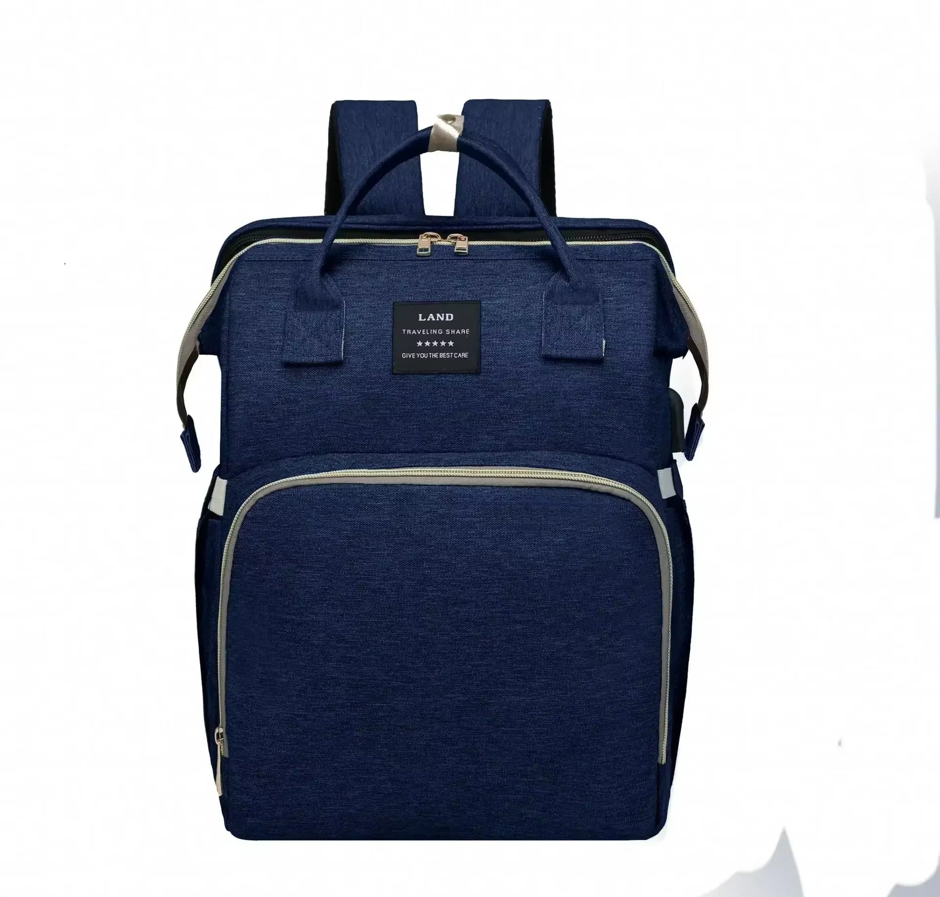 Maternity Diaper Bag with Foldable Baby Crib & Changing Mat