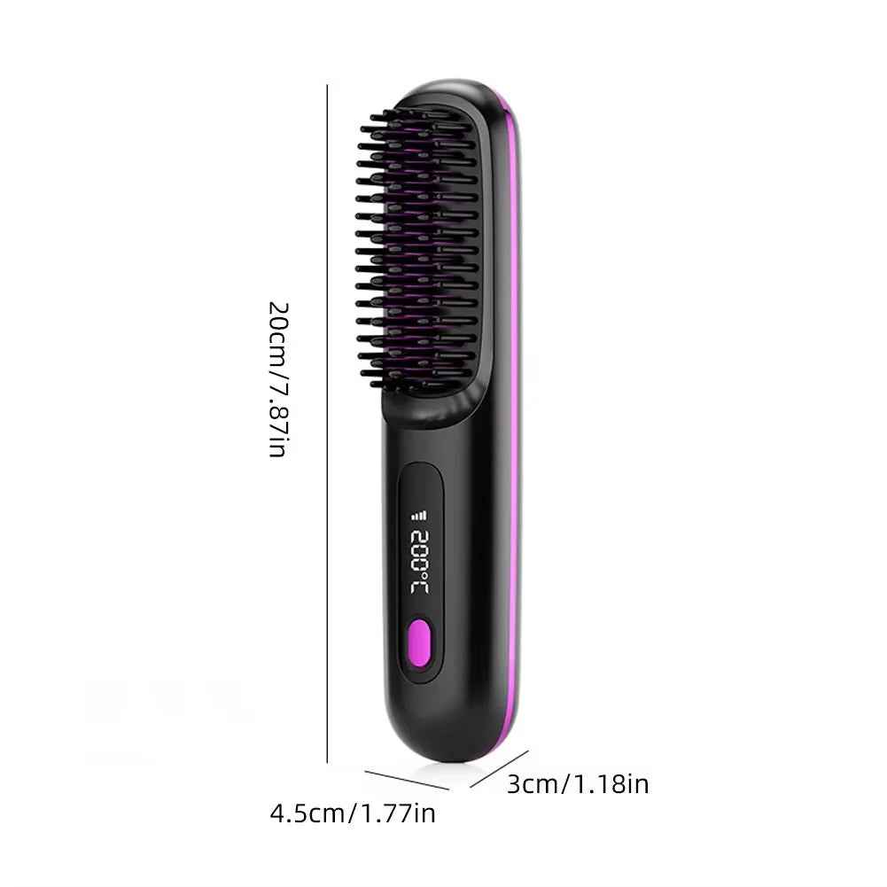 Brosse lissante sans fil en céramique avec écran LCD et ions négatifs