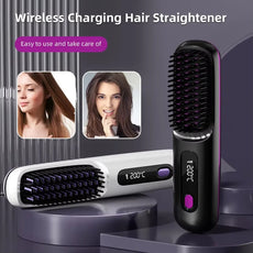 Brosse lissante sans fil en céramique avec écran LCD et ions négatifs