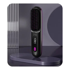 Brosse lissante sans fil en céramique avec écran LCD et ions négatifs