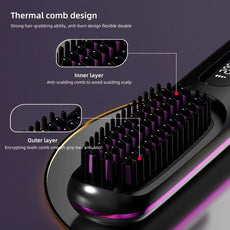 Brosse lissante sans fil en céramique avec écran LCD et ions négatifs