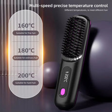 Brosse lissante sans fil en céramique avec écran LCD et ions négatifs